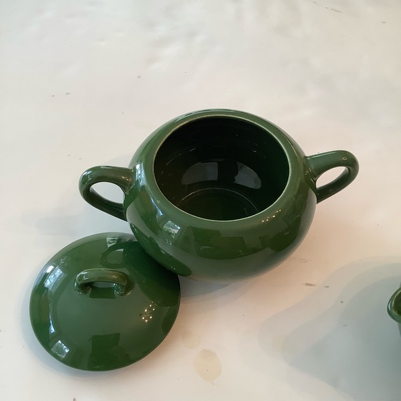 Vintage Green Ceramic Sugar & Creamer Set - Picture 4 of 7